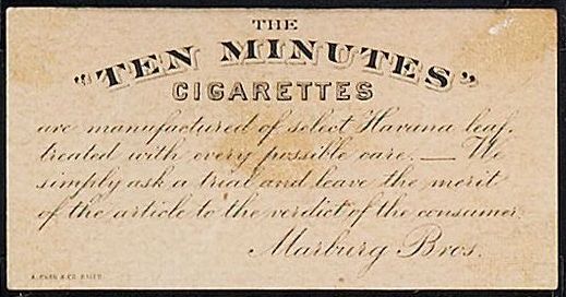 1880s N406 Ten Minute Cigarettes Actors and Actresses